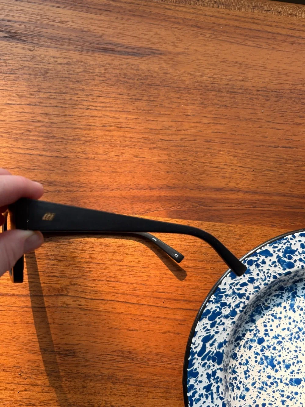 Le Specs Black Cat-Eye Sunglasses with Dark Green Lenses